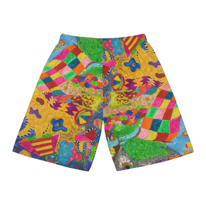 Psychedelic Abstract All-Over Print Basketball Shorts