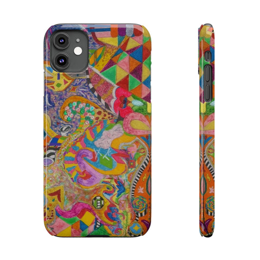 Slim Phone Case — Colorful Abstract Psychedelic Art