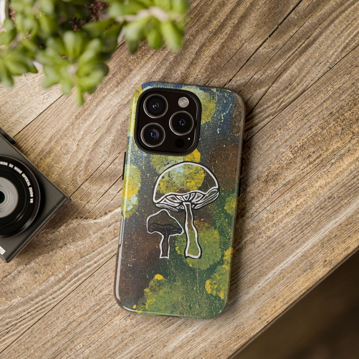 Mushroom Art Tough Phone Case — Botanical Forest Vibes, Protective iPhone Cover