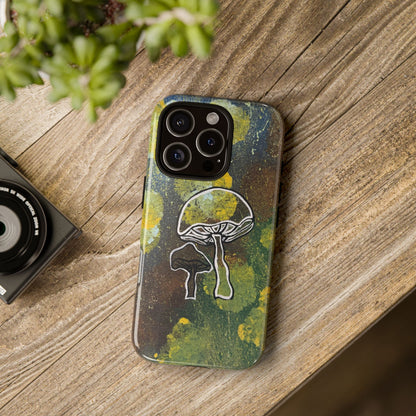 Mushroom Art Tough Phone Case — Botanical Forest Vibes, Protective iPhone Cover