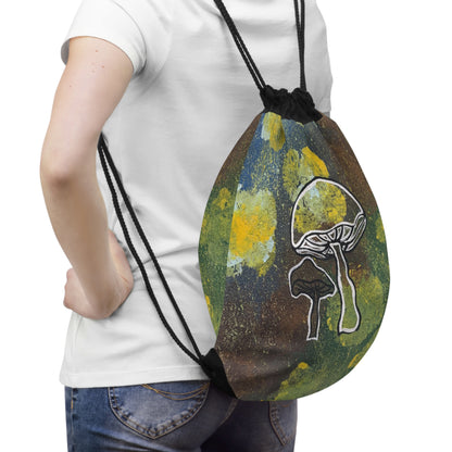 Mushroom Art Drawstring Bag - Psychedelic Forest Tote for Nature Lovers