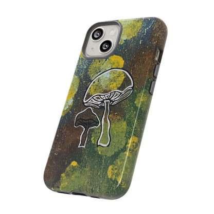 Mushroom Art Tough Phone Case — Botanical Forest Vibes, Protective iPhone Cover