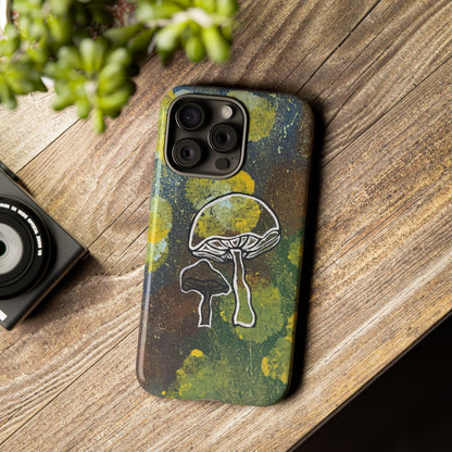 Mushroom Art Tough Phone Case — Botanical Forest Vibes, Protective iPhone Cover