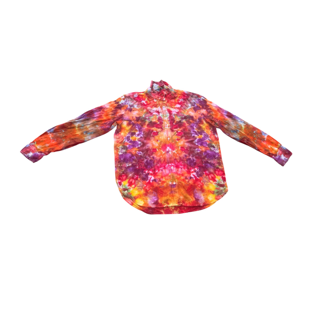 Unique One-of-a-Kind Handmade Ice-Dyed Tie Dye Button-Up Shirts